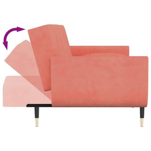 2-personers sovesofa med skammel og 2 puder fløjl pink