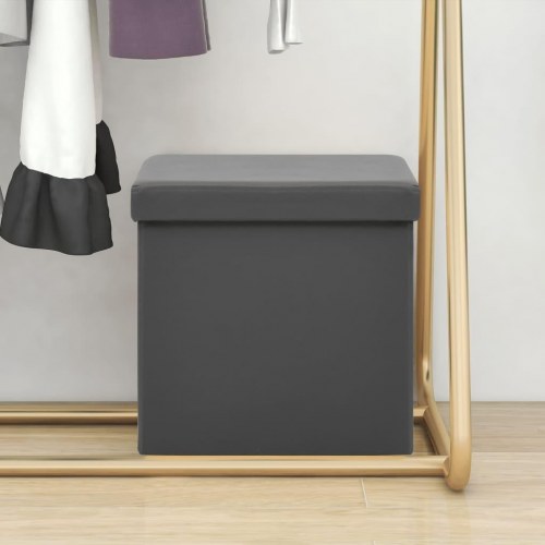Foldbar opbevaringspuf i PVC 38 x 38 x 38 cm - grå