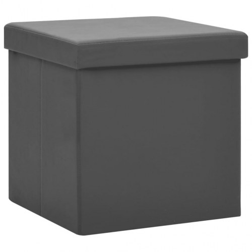 Foldbar opbevaringspuf i PVC 38 x 38 x 38 cm - grå