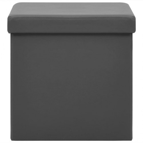 Foldbar opbevaringspuf i PVC 38 x 38 x 38 cm - grå