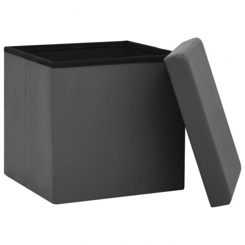 Foldbar opbevaringspuf i PVC 38 x 38 x 38 cm - grå
