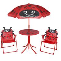 Udendørs bistrosæt til børn 3 dele med parasol rød