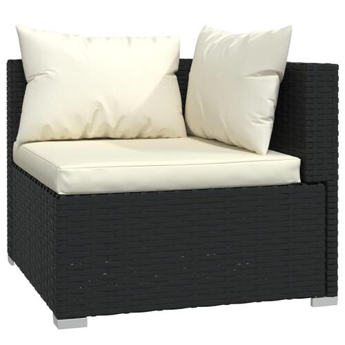 Loungesæt til haven 3 dele med hynder polyrattan sort