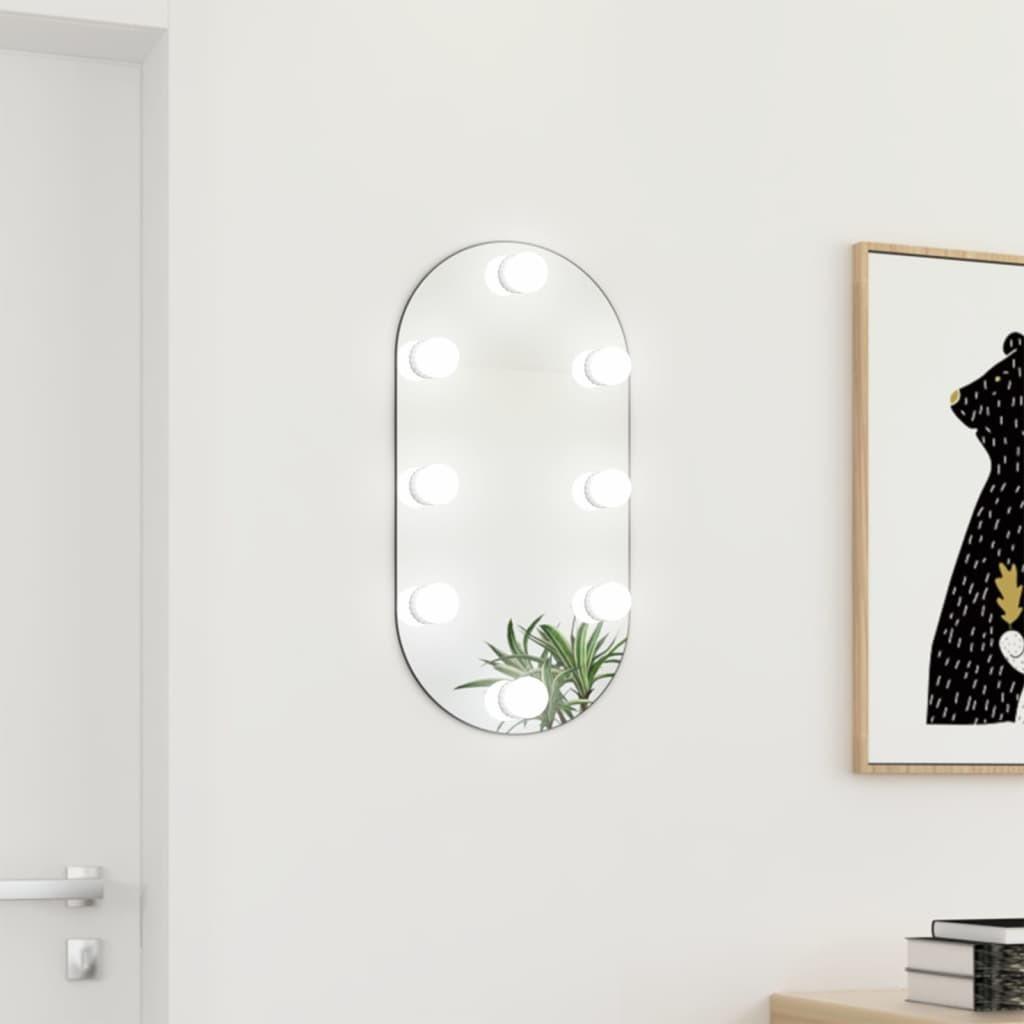 Billede af Spejl med LED-lamper 60x30 cm oval glas