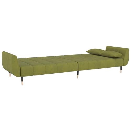 2-personers sovesofa med 2 puder fløjl lysegrøn