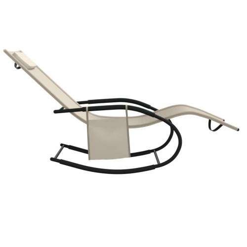 Liggestol med gyngefunktion stål og textilene cremefarvet