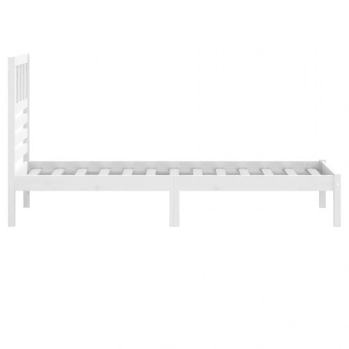 Sengeramme med sengegærde 75 x 190 cm i massivt fyrretræ - hvid