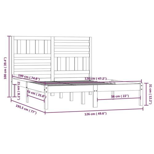 Sengeramme 120x190 cm Small Double massivt fyrretræ hvid