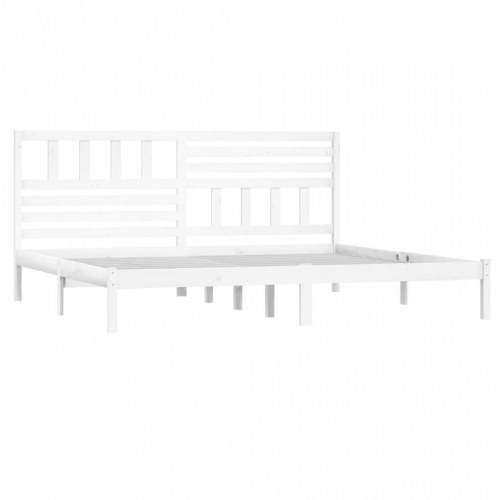 Sengeramme 200 x 200 cm med sengegærde i massivt fyrretræ - hvid