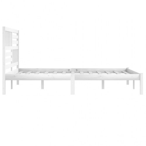 Sengeramme 200 x 200 cm med sengegærde i massivt fyrretræ - hvid