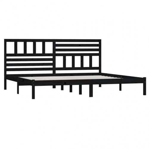 Sengeramme 200 × 200 cm i massivt fyrretræ - sort
