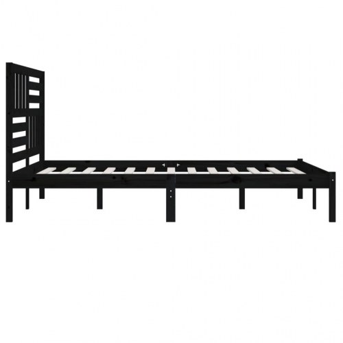 Sengeramme 200 × 200 cm i massivt fyrretræ - sort