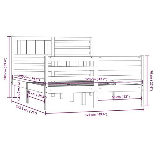 Sengeramme 120x190 cm Small Double massivt træ hvid