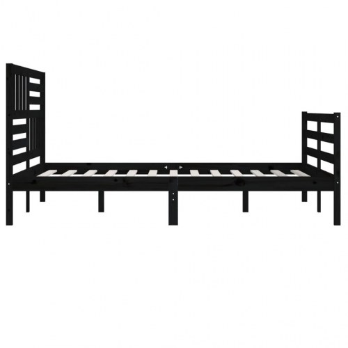 Sengeramme 200x200 cm massivt træ sort