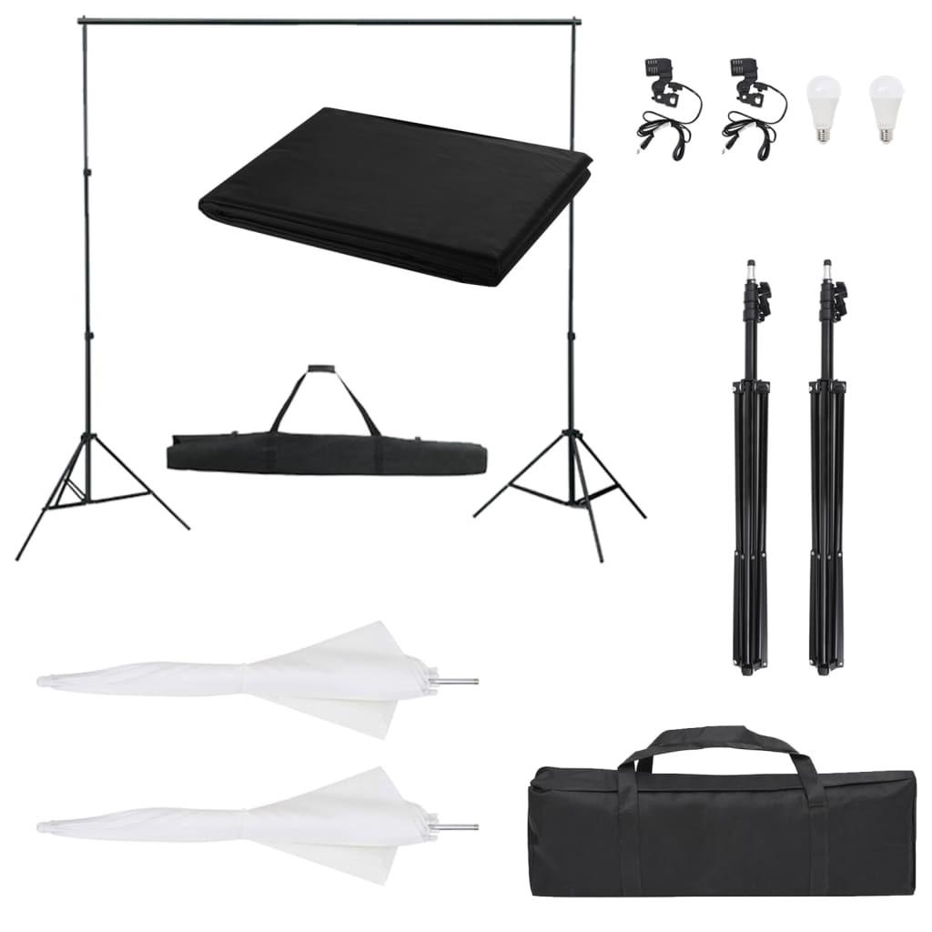 Fotostudiesæt med lampesæt og baggrund billede