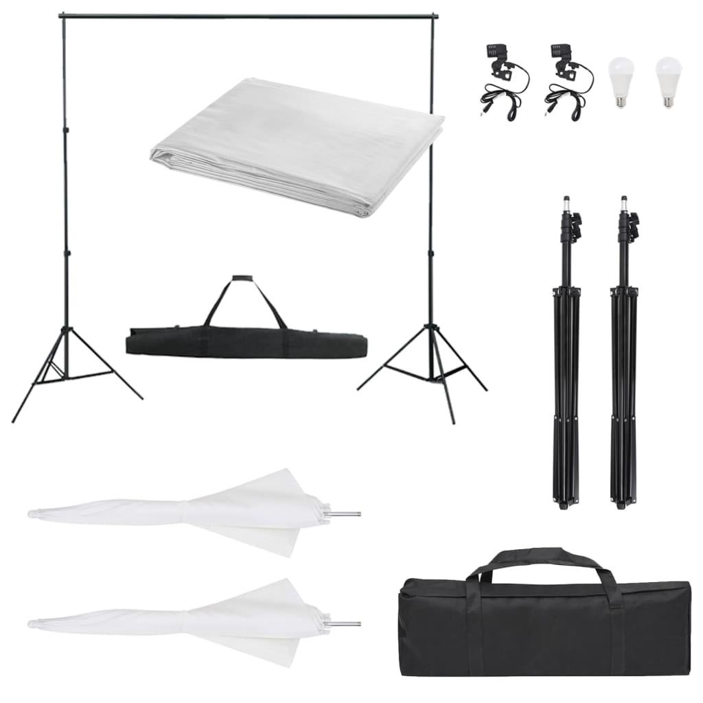 Fotostudiesæt med lampesæt og baggrund billede