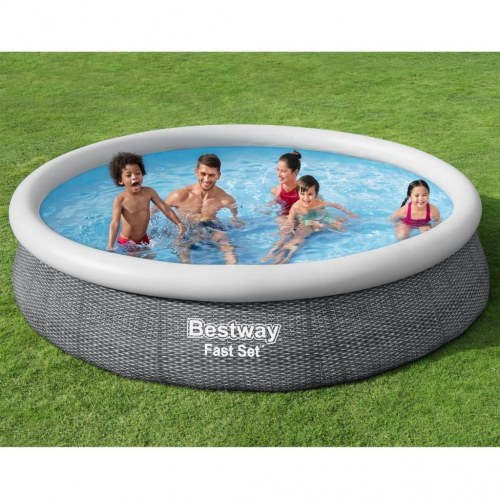 Bestway Fast Set swimmingpool 366 × 76 cm - rund, grå/hvid