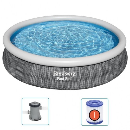 Bestway Fast Set swimmingpool 366 × 76 cm - rund, grå/hvid