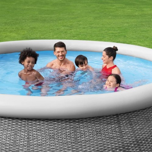 Bestway Fast Set swimmingpool 366 × 76 cm - rund, grå/hvid