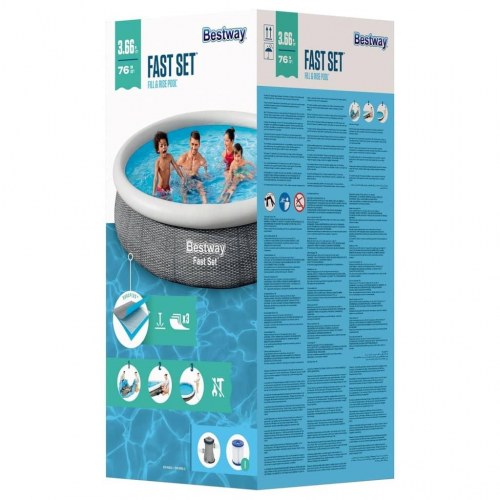 Bestway Fast Set swimmingpool 366 × 76 cm - rund, grå/hvid