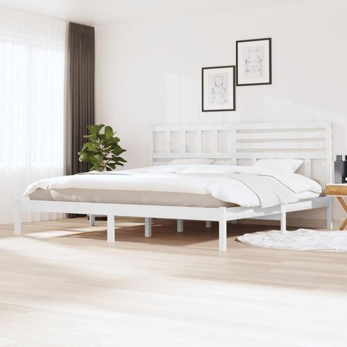 Sengeramme 180x200 cm massivt fyrretræ hvid