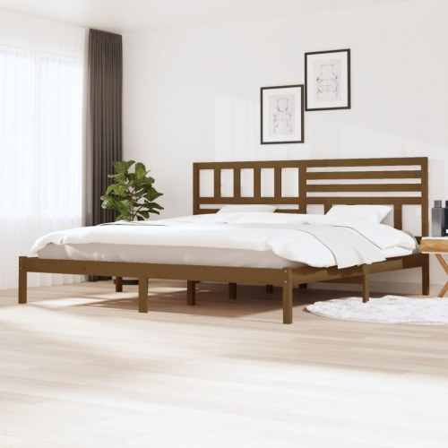 Sengeramme 200x200 cm i massivt fyrretræ - gyldenbrun