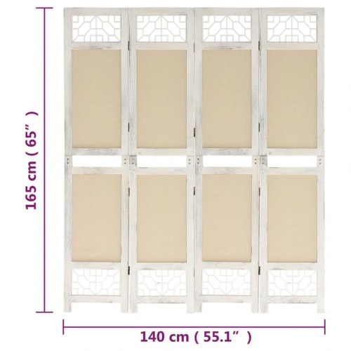 4-panels rumdeler 140x165 cm stof cremefarvet