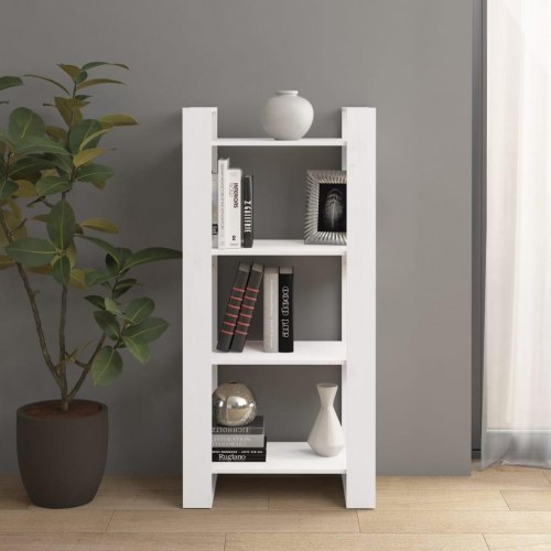 Bogreol/rumdeler 60×35×125 cm i massivt fyrretræ - hvid