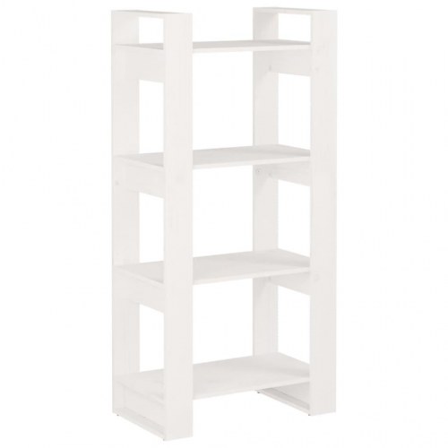 Bogreol/rumdeler 60×35×125 cm i massivt fyrretræ - hvid