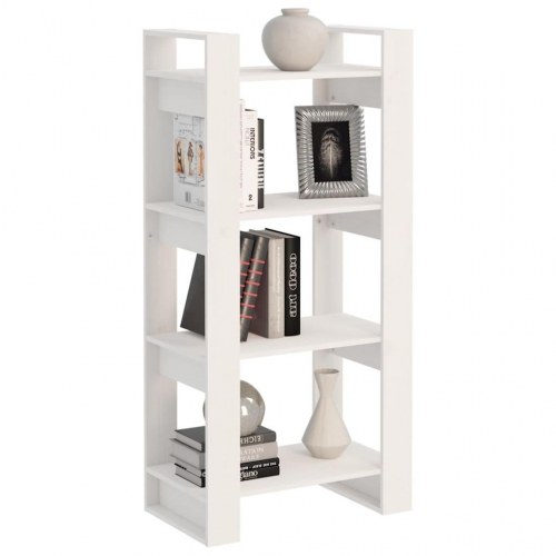 Bogreol/rumdeler 60×35×125 cm i massivt fyrretræ - hvid