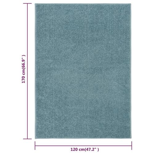 Gulvtæppe 120x170 cm kort luv blå