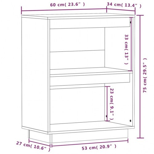 Konsolskab 60×34×75 cm - massivt fyrretræ, sort