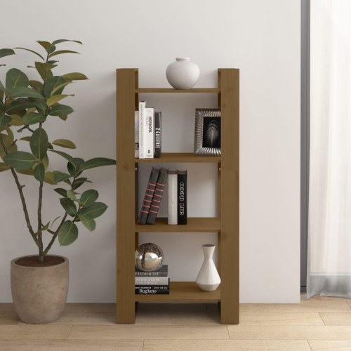 Bogreol/rumdeler 60×35×125 cm i massivt fyr - gyldenbrun