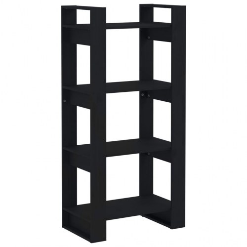 Bogreol/rumdeler i massivt fyrretræ - 60×35×125 cm, sort