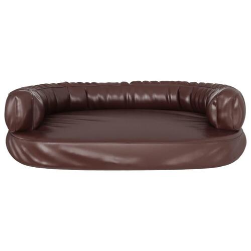 Ergonomisk hundeseng 75x53 cm skum og kunstlæder brun