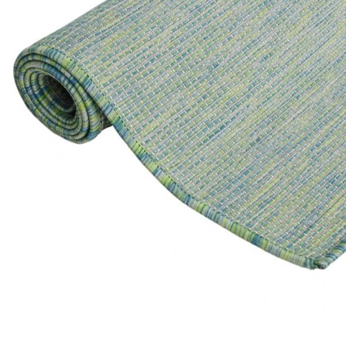 Fladvævet udendørstæppe 200 × 280 cm - turkis