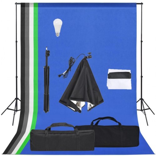 Fotostudiesæt med softboxlampe og baggrund