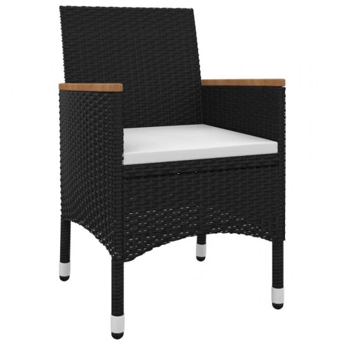 Spisebordssæt til haven 3 dele med hynder polyrattan og glas