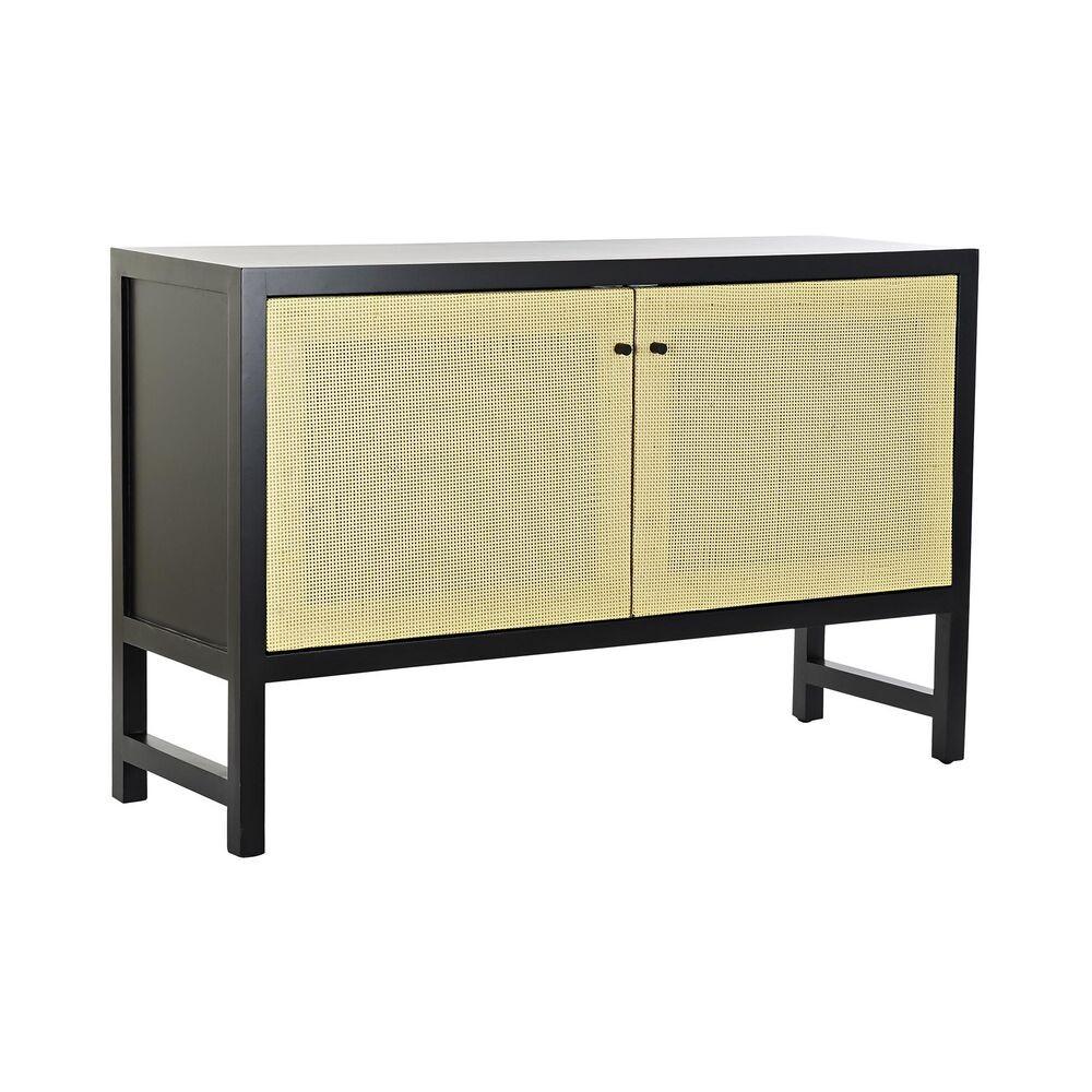 Skænk - sort/natur i spanskrør og gran, 120 × 38 × 76 cm