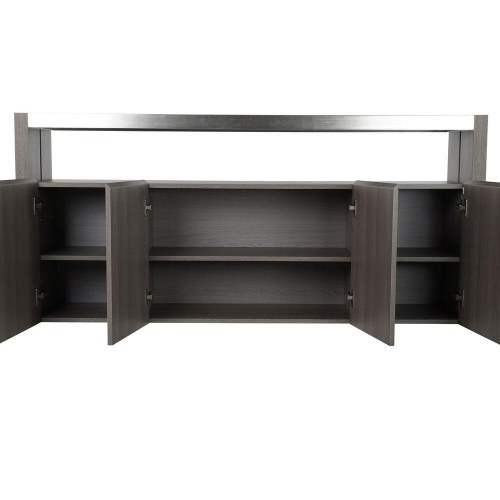 Skænk - grå, aluminium/krystal/hrast, hærdet glas, 165 × 39 × 76 cm