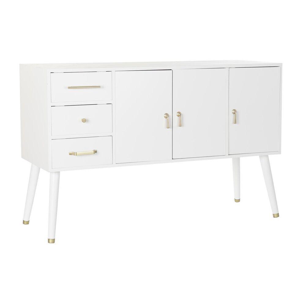Skænk Hvid Flødefarvet Natur Metal Paulonia Træ 120 X 40 X 78 5 Cm