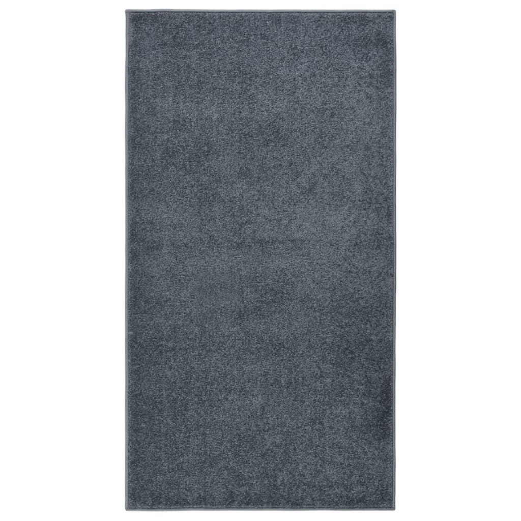 Gulvtæppe 80x150 cm kort luv antracitgrå