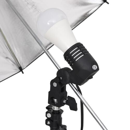 Belysningssæt til fotostudio med stativer og paraplyer