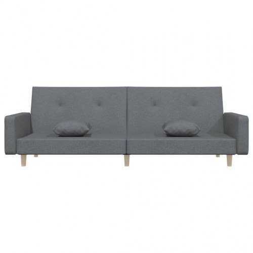 2-personers sovesofa med 2 puder stof lysegrå