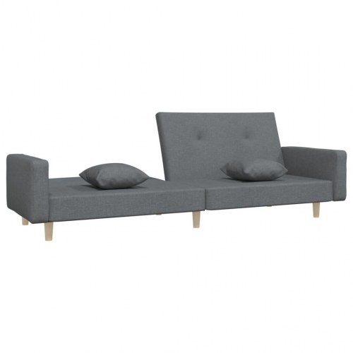 2-personers sovesofa med 2 puder stof lysegrå
