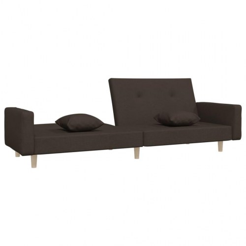 2-personers sovesofa med 2 puder stof mørkebrun