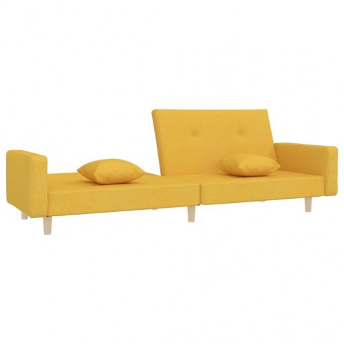 2-personers sovesofa med 2 puder stof gul