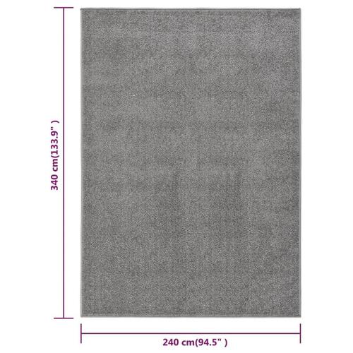 Gulvtæppe 240x340 cm kort luv grå