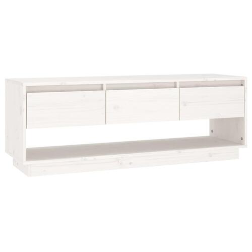 Tv-bord 110,5x34x40 cm massivt fyrretræ hvid