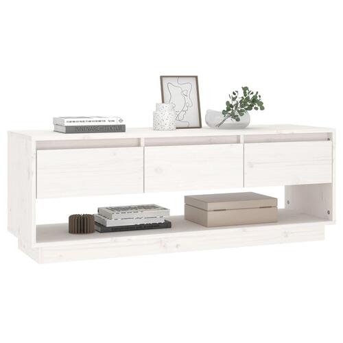 Tv-bord 110,5x34x40 cm massivt fyrretræ hvid